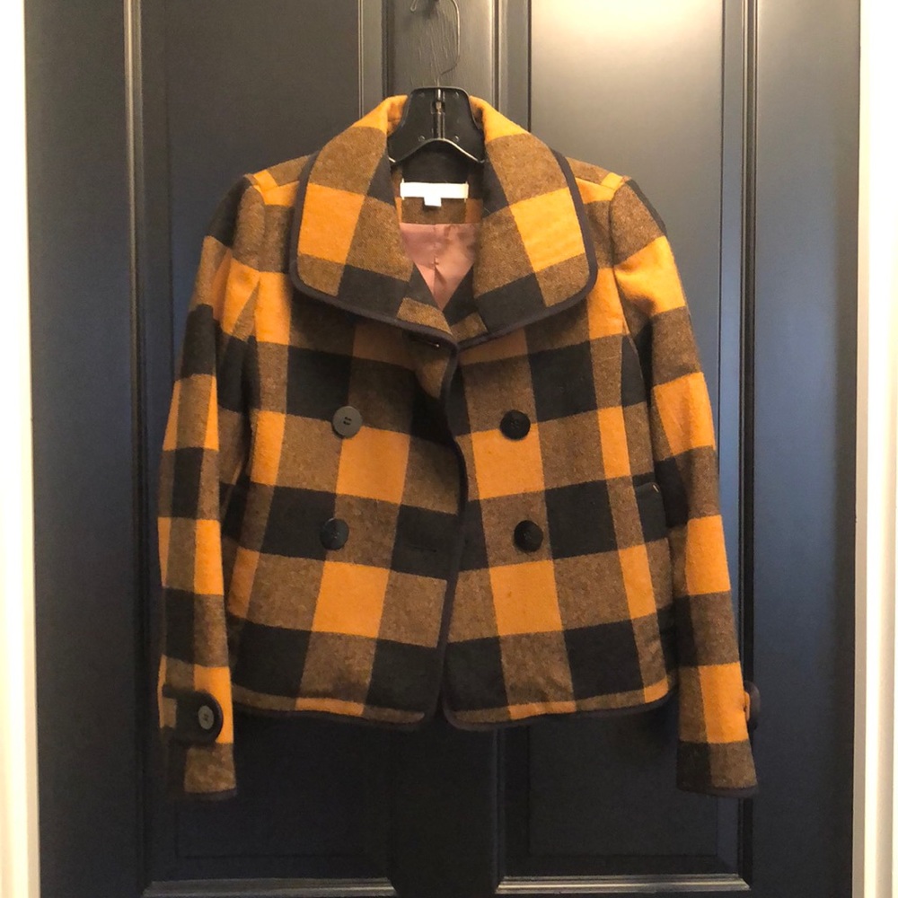 Ann Taylor orange/black pea coat XSP